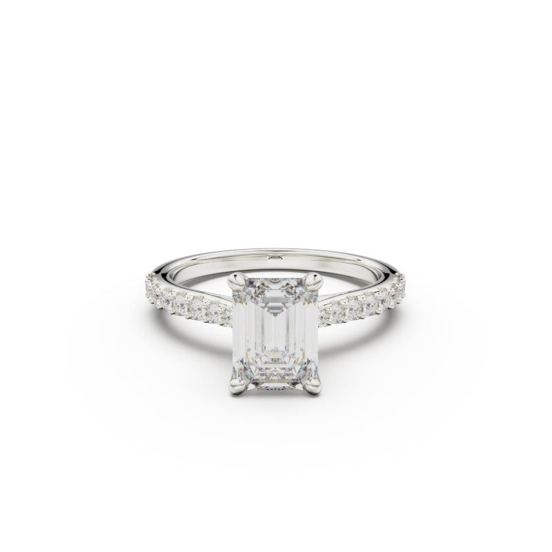 18K White Gold Pavé Cross Over Engagement Ring - Circle of Diamond