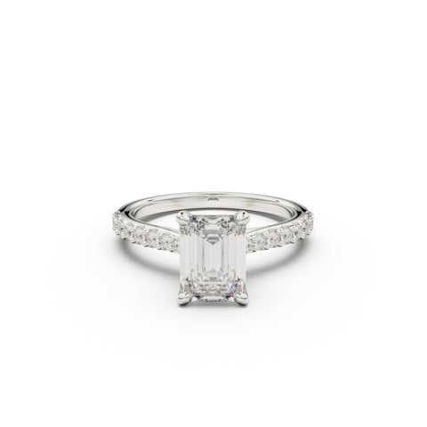 18K White Gold Pavé Cross Over Engagement Ring