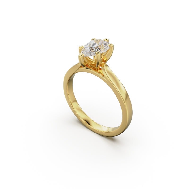 18K Yellow Gold Petite Cathedral Solitaire Engagement Ring - Circle of Diamond