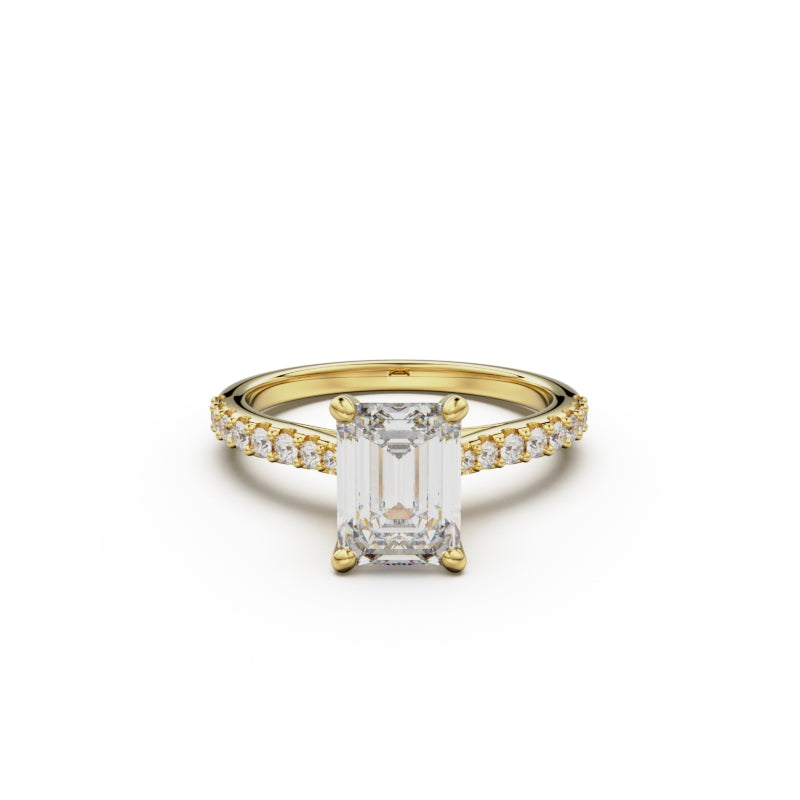 18K Yellow Gold Pavé Cross Over Engagement Ring - Circle of Diamond
