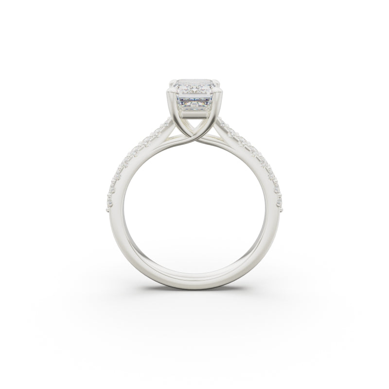 18K White Gold Pavé Cross Over Engagement Ring - Circle of Diamond