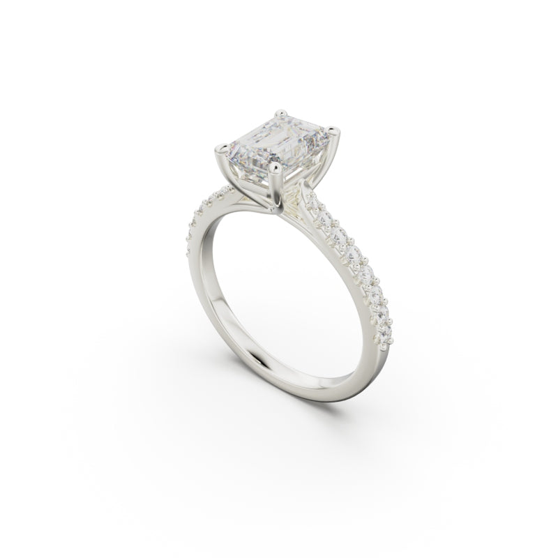 18K White Gold Pavé Cross Over Engagement Ring - Circle of Diamond