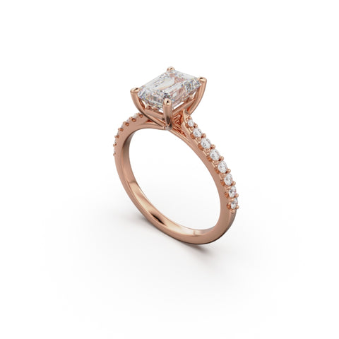 18K Rose Gold Pavé Cross Over Engagement Ring