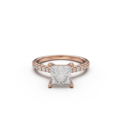 18K Rose Gold Pavé Cross Over Engagement Ring