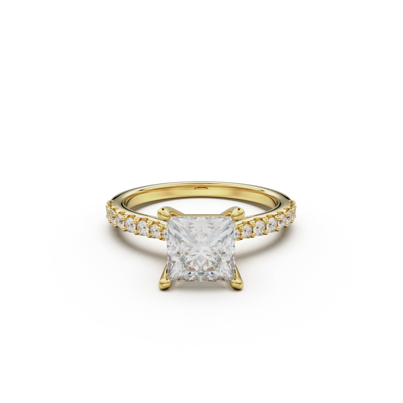 18K Yellow Gold Pavé Cross Over Engagement Ring - Circle of Diamond