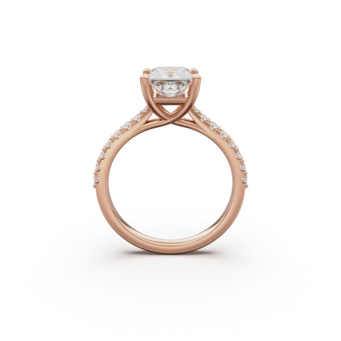 18K Rose Gold Pavé Cross Over Engagement Ring