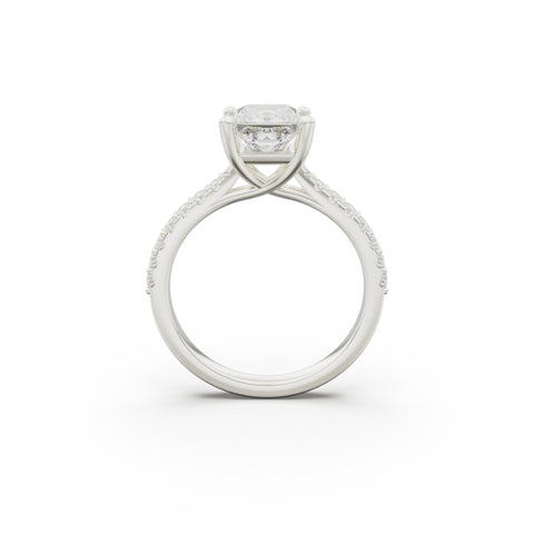 18K White Gold Pavé Cross Over Engagement Ring