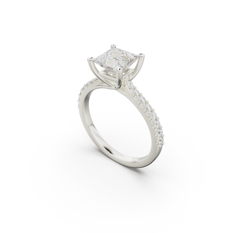 18K White Gold Pavé Cross Over Engagement Ring - Circle of Diamond