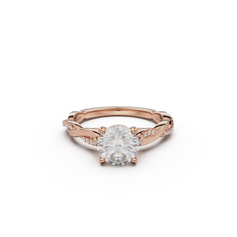 18K Rose Gold Petite Twist Diamond Engagement Ring