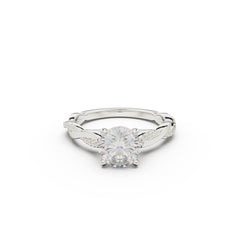 18K White Gold Petite Twist Diamond Engagement Ring