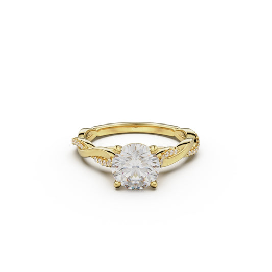 18K Yellow Gold Petite Twist Diamond Engagement Ring - Circle of Diamond