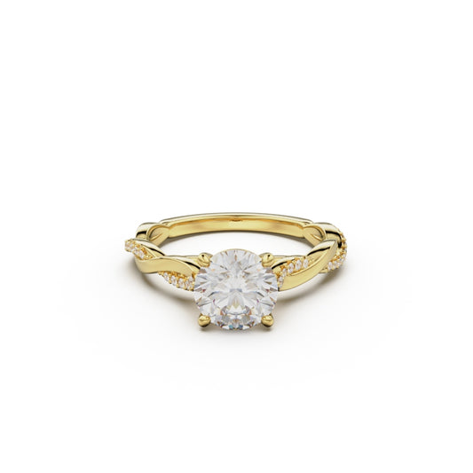 18K Yellow Gold Petite Twist Diamond Engagement Ring