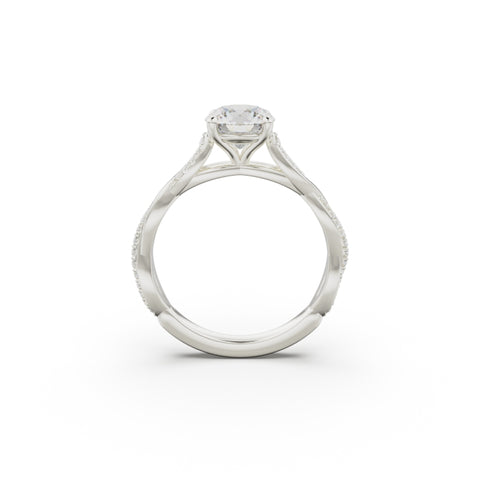 18K White Gold Petite Twist Diamond Engagement Ring