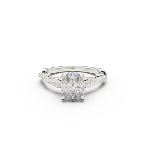 18K White Gold Petite Twist Diamond Engagement Ring