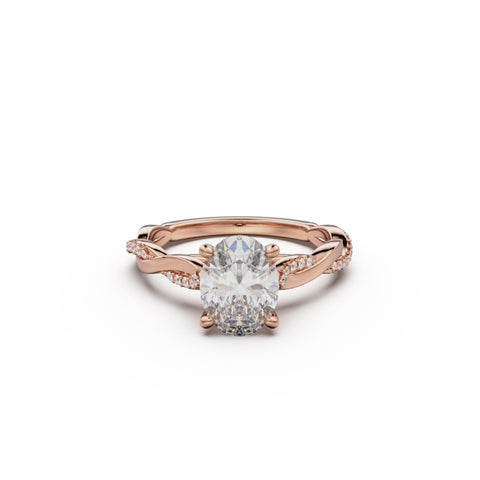 18K Rose Gold Petite Twist Diamond Engagement Ring