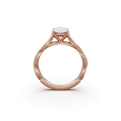 18K Rose Gold Petite Twist Diamond Engagement Ring