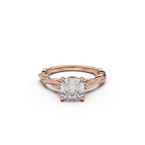 18K Rose Gold Petite Twist Diamond Engagement Ring