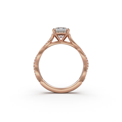 18K Rose Gold Petite Twist Diamond Engagement Ring