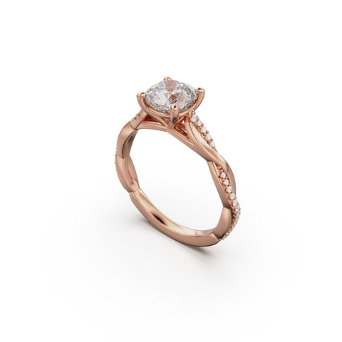 18K Rose Gold Petite Twist Diamond Engagement Ring