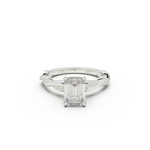 18K White Gold Petite Twist Diamond Engagement Ring