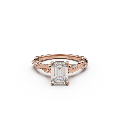 18K Rose Gold Petite Twist Diamond Engagement Ring