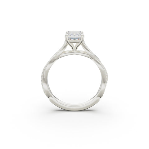 18K White Gold Petite Twist Diamond Engagement Ring