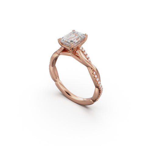 18K Rose Gold Petite Twist Diamond Engagement Ring