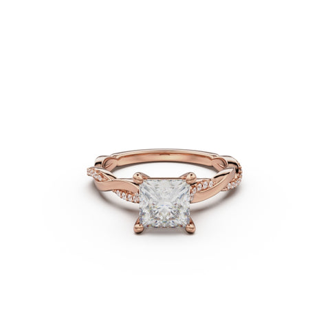 18K Rose Gold Petite Twist Diamond Engagement Ring