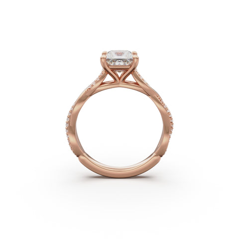 18K Rose Gold Petite Twist Diamond Engagement Ring