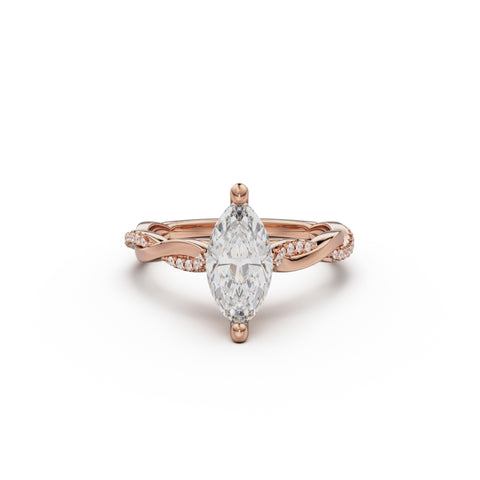 18K Rose Gold Petite Twist Diamond Engagement Ring