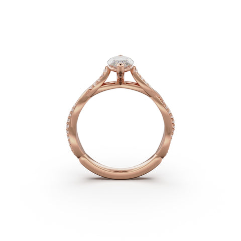 18K Rose Gold Petite Twist Diamond Engagement Ring