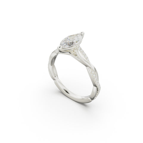 18K White Gold Petite Twist Diamond Engagement Ring