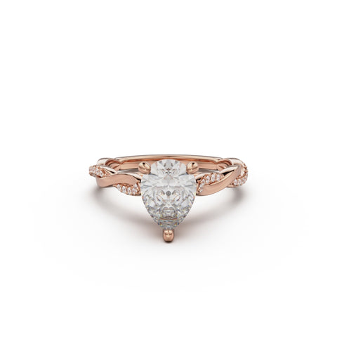 18K Rose Gold Petite Twist Diamond Engagement Ring