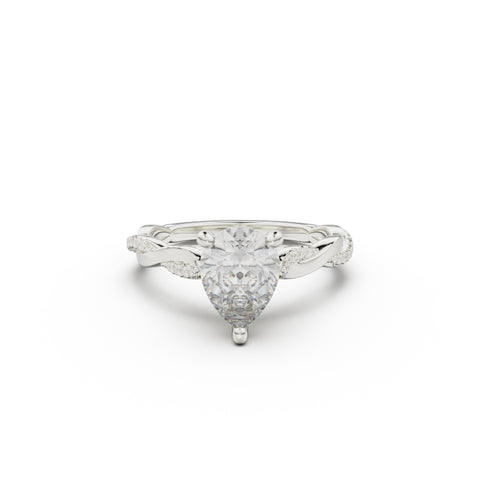 18K White Gold Petite Twist Diamond Engagement Ring