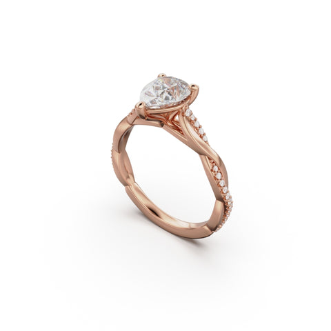 18K Rose Gold Petite Twist Diamond Engagement Ring