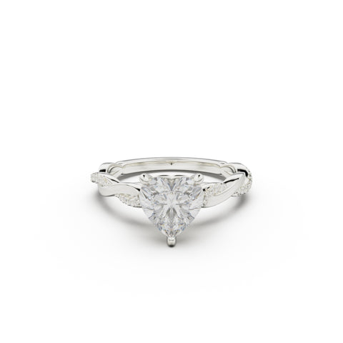 18K White Gold Petite Twist Diamond Engagement Ring