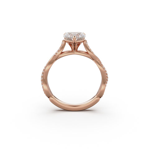 18K Rose Gold Petite Twist Diamond Engagement Ring