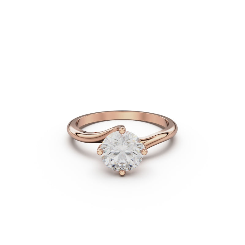 18K Rose Gold Twist Solitaire Engagement Ring - Circle of Diamond