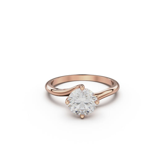 18K Rose Gold Twist Solitaire Engagement Ring - Circle of Diamond