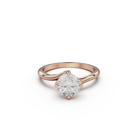 18K Rose Gold Twist Solitaire Engagement Ring