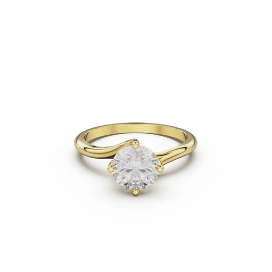 18K Yellow Gold Twist Solitaire Engagement Ring - Circle of Diamond