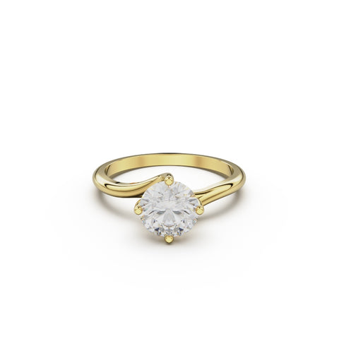 18K Yellow Gold Twist Solitaire Engagement Ring