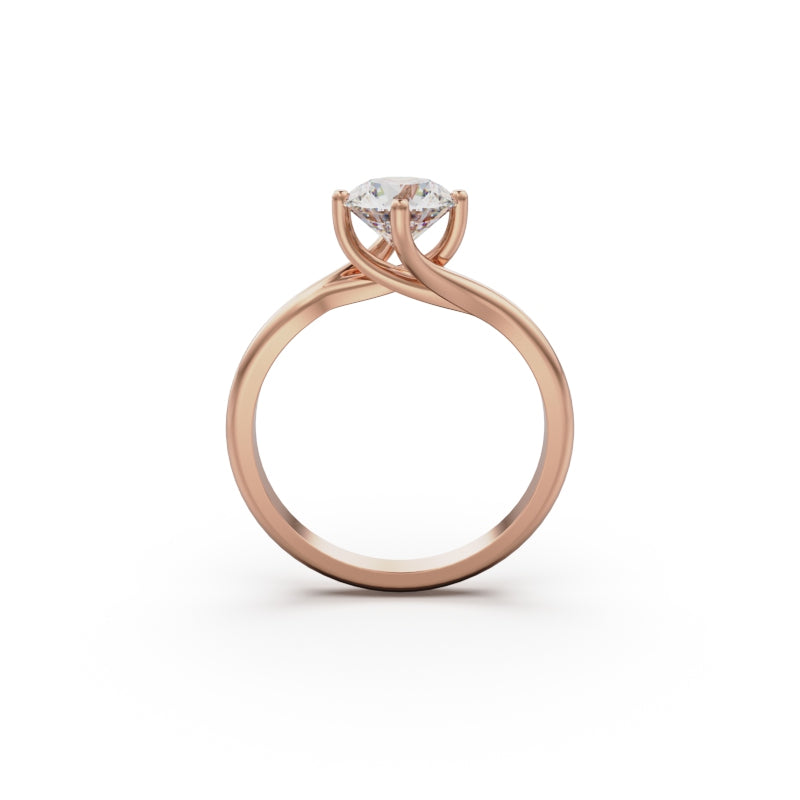 18K Rose Gold Twist Solitaire Engagement Ring - Circle of Diamond
