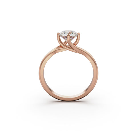 18K Rose Gold Twist Solitaire Engagement Ring