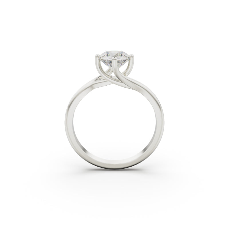 18K White Gold Twist Solitaire Engagement Ring - Circle of Diamond