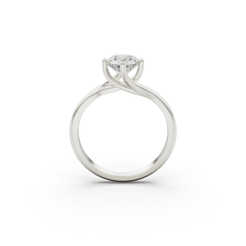 18K White Gold Twist Solitaire Engagement Ring