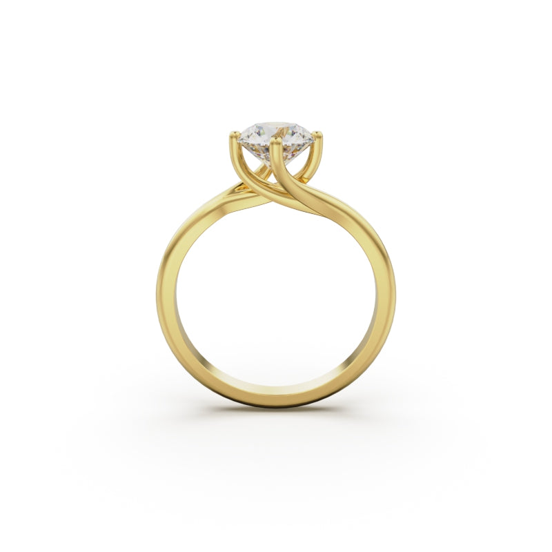 18K Yellow Gold Twist Solitaire Engagement Ring - Circle of Diamond