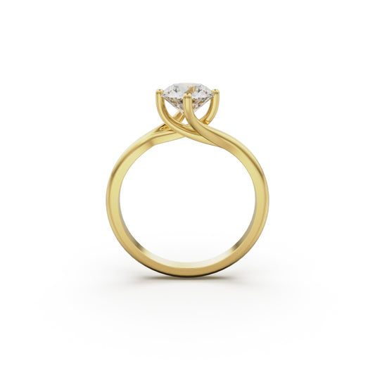 18K Yellow Gold Twist Solitaire Engagement Ring