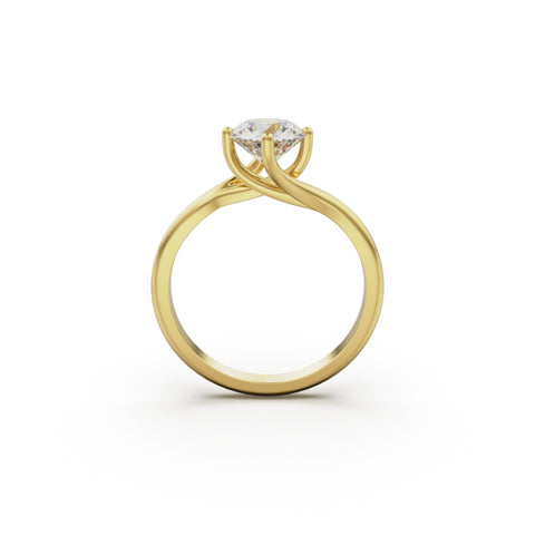 18K Yellow Gold Twist Solitaire Engagement Ring