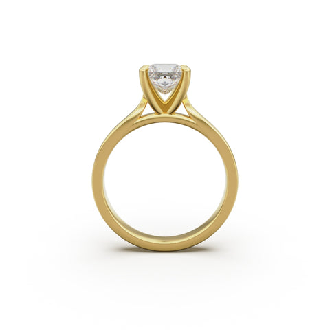 18K Yellow Gold Petite Cathedral Solitaire Engagement Ring